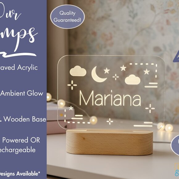 Clouds & Stars Custom Name Light | Personalized LED Cloud Sign for Kids’ Rooms - Picture 3 of 8